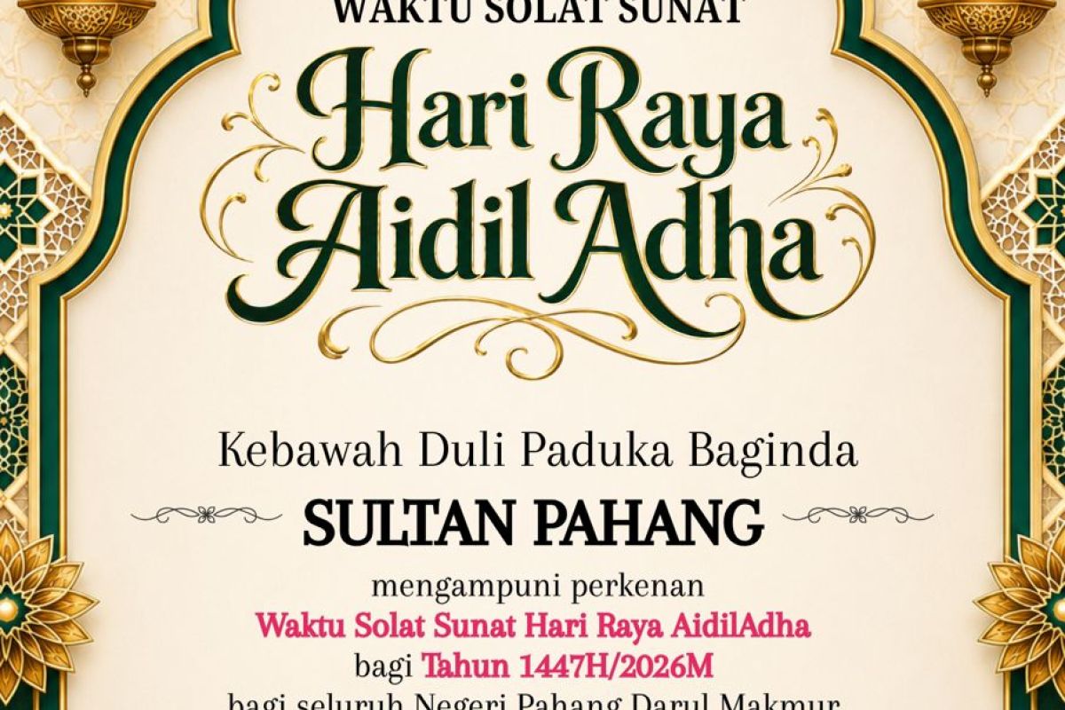Penetapan Waktu Solat Hari Raya Aidiladha 2026M/1447H