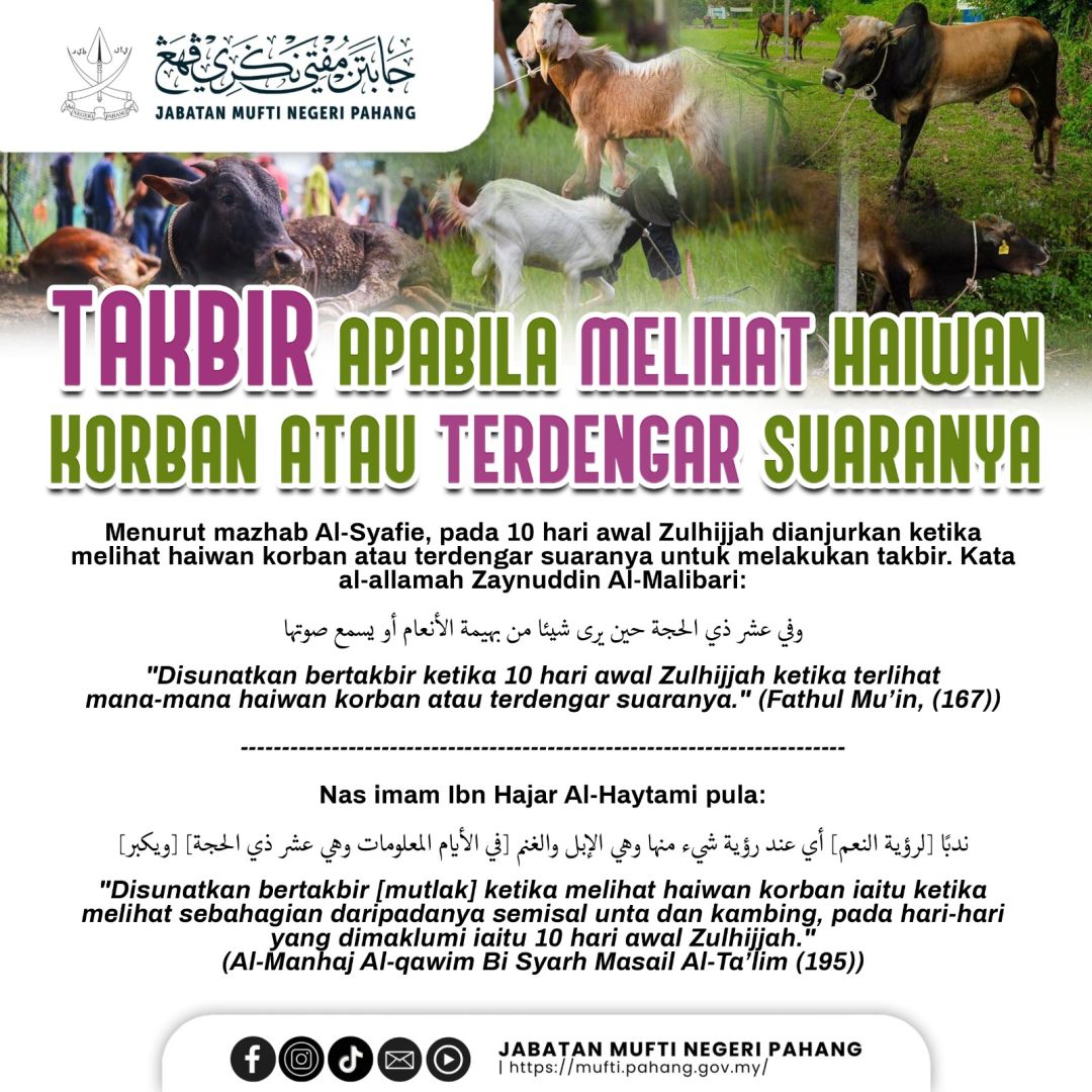 Takbir Apabila Melihat Haiwan Korban Atau Terdengar Suaranya