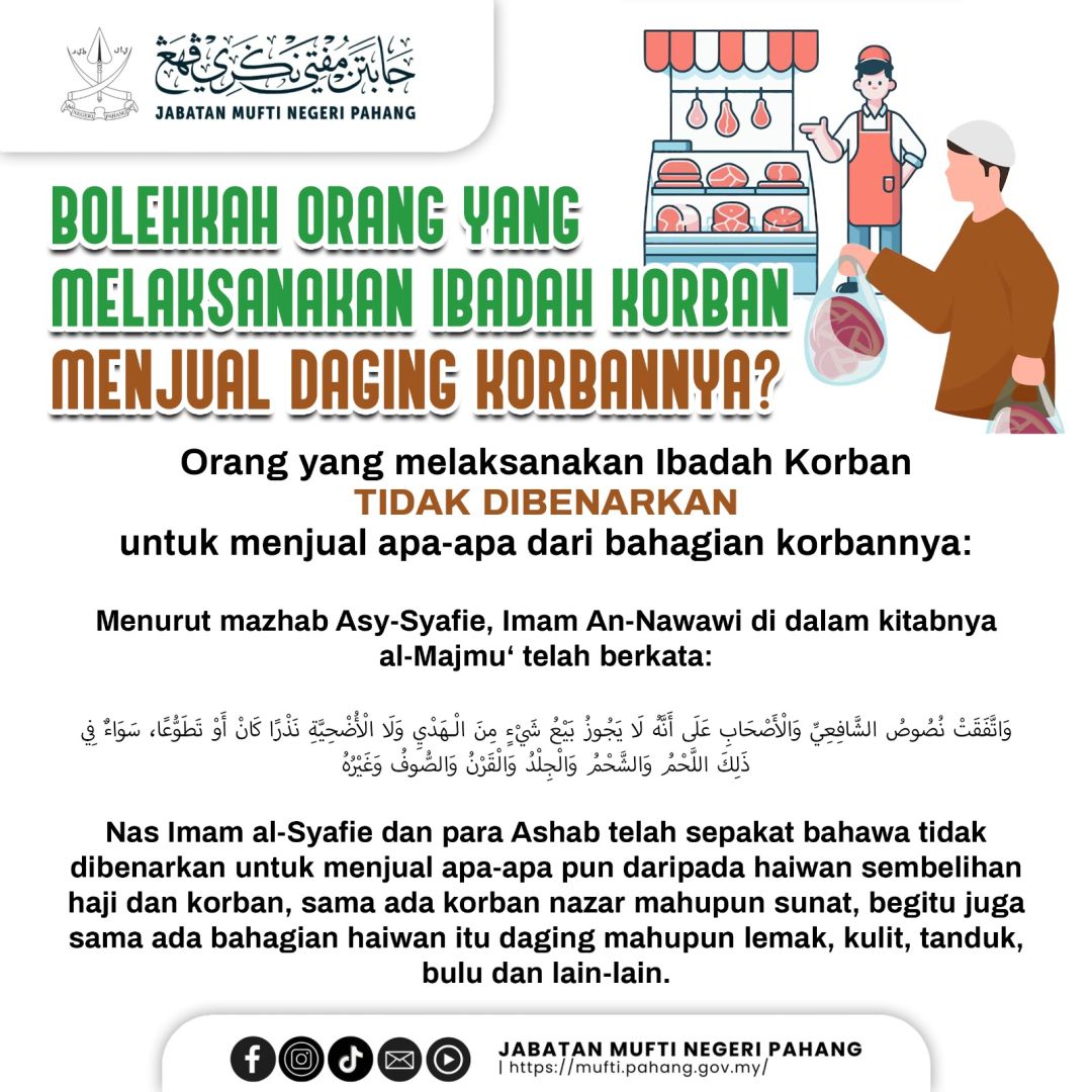 Bolehkah Orang yang Melaksanakan Ibadah Korban Menjual Daging Korbannya?